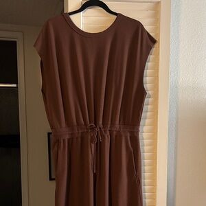 Amazon Women's Sleeveless Brown Drawstring Jumpsuit